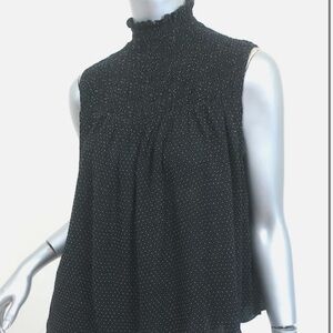 Frame Black Polka Dot 100% silk Smocked Top